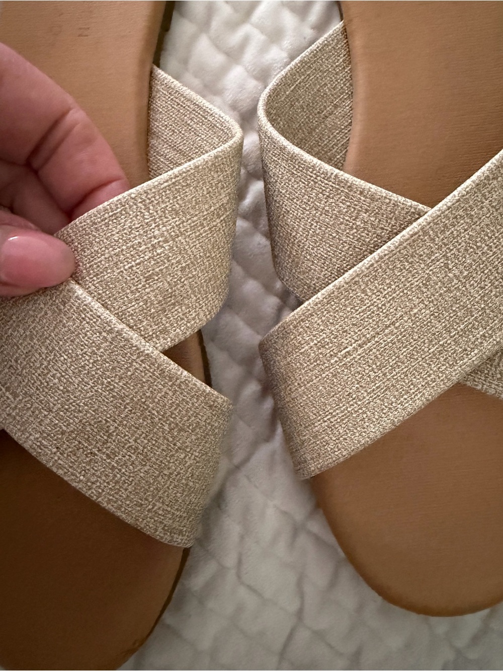 LC Lauren Conrad Tan Crisscross Slide Sandals - Picture 3 of 6